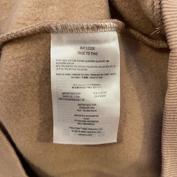 NWT Volcom Truly Stoked BF Pullover Women's Stone Brown Sweatshirt S - Picture 7 of 8